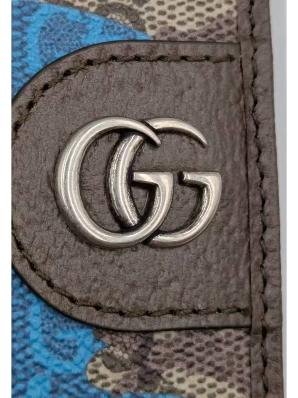 Gucci Men’s Camouflage Marbled GG Monogram Bifold Card Holder Wallet Beige Blue